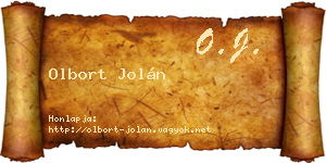 Olbort Jolán névjegykártya