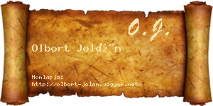 Olbort Jolán névjegykártya