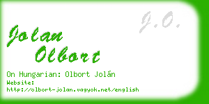 jolan olbort business card